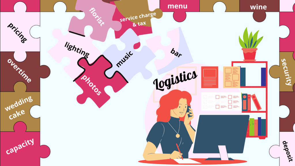 What Questions To Ask A Wedding Venue 3 Planning wedding logistics with puzzle pieces.
