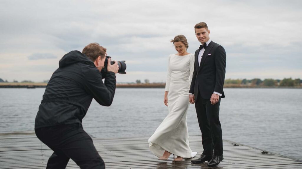 wedding photographer wedding photographer taking picture of a bride and groom