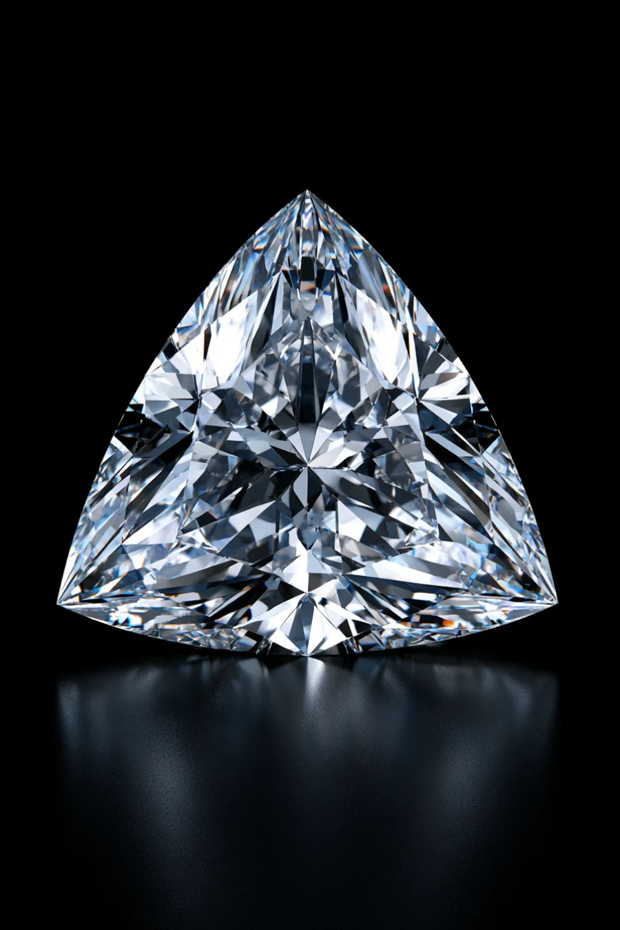 12 Engagement Ring Cuts and Diamond Shapes Compared 12 Trillion cut diamond on a black background