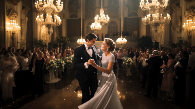 Popular Mother-Son Dance Songs For Weddings 2 mother-son dance with groom and his mother sharing share a dance in an elegant chandelier lit wedding ballroom as guests watch and cheer