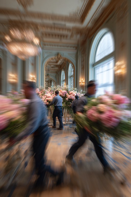 florist busy setting up wedding