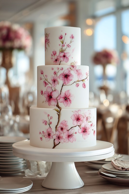 Elegant cake with floral design.