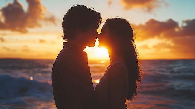 23 Beach Wedding Ideas for the Perfect Oceanfront Celebration 8 romantic silhouette of couple kissing at beach