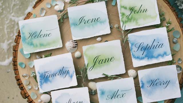 23 Beach Wedding Ideas for the Perfect Oceanfront Celebration 20 Watercolor Escort Cards