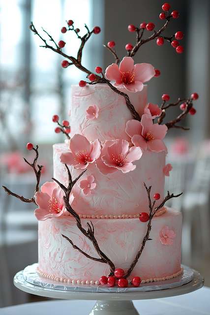 Cherry-Embellished Wedding Cake Cherry-Embellished Wedding Cake