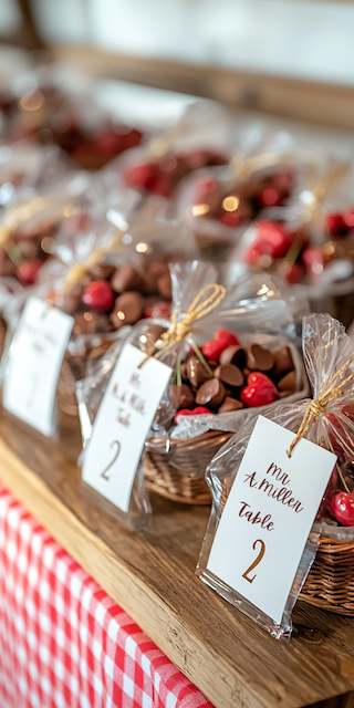 Mini Cherry Basket Escort Cards Mini Cherry Basket Escort Cards