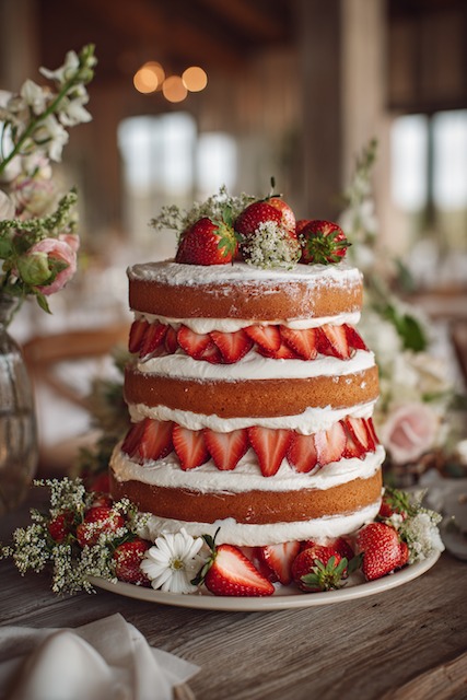 Strawberry shortcake-style tiers wedding cake Strawberry shortcake-style tiers wedding cake