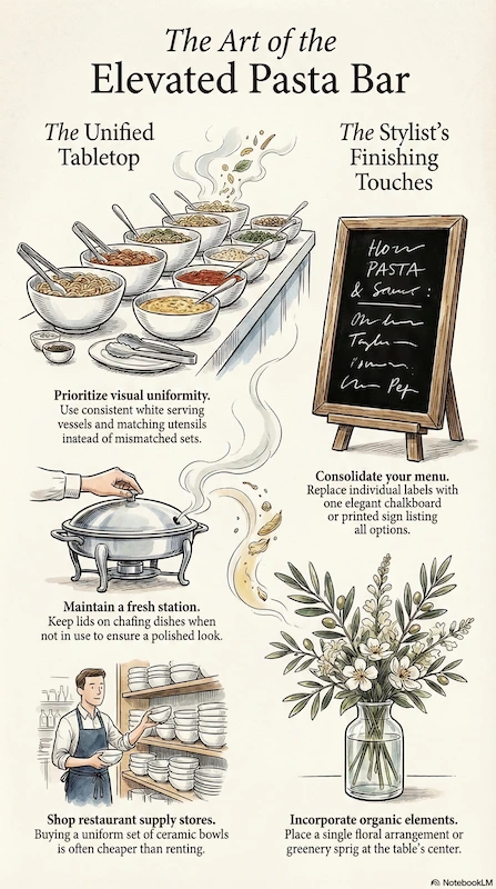 25 Wedding Pasta Bar Ideas Your Guests Will Obsess Over 15 Illustrated guide to elevated wedding pasta bar styling with tabletop setup tips signage uniform bowls and elegant presentation ideas